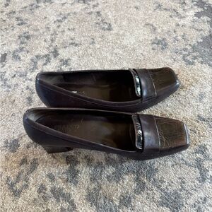 Franco Sarto Dark Brown Square-Toe Loafers